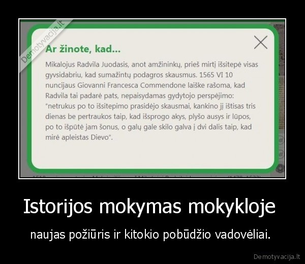 Istorijos mokymas mokykloje  - naujas požiūris ir kitokio pobūdžio vadovėliai. 