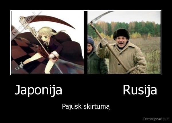 Japonija               Rusija - Pajusk skirtumą