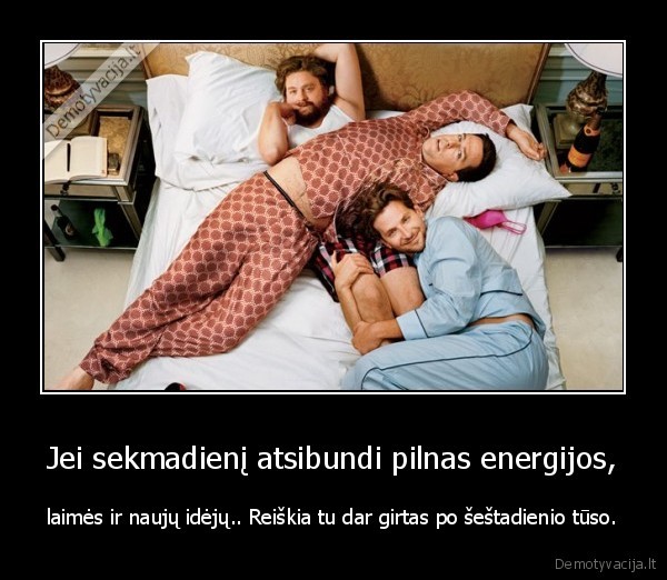 Jei sekmadienį atsibundi pilnas energijos, - laimės ir naujų idėjų.. Reiškia tu dar girtas po šeštadienio tūso.