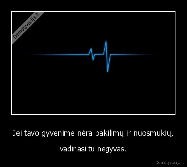 Jei tavo gyvenime nėra pakilimų ir nuosmukių, - vadinasi tu negyvas.