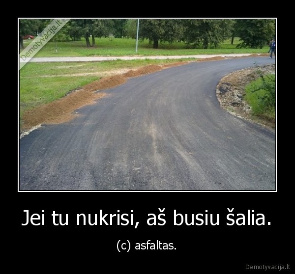 Jei tu nukrisi, aš busiu šalia. - (c) asfaltas.