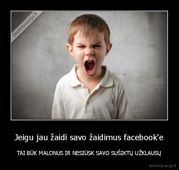 Jeigu jau žaidi savo žaidimus facebook'e - TAI BŪK MALONUS IR NESIŪSK SAVO SUŠIKTŲ UŽKLAUSŲ