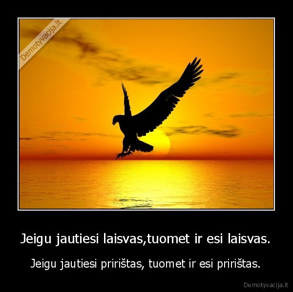 Jeigu jautiesi laisvas,tuomet ir esi laisvas. - Jeigu jautiesi pririštas, tuomet ir esi pririštas.