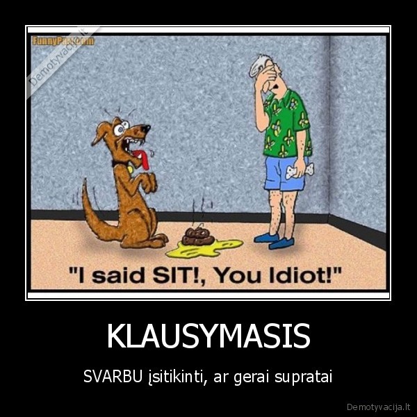 KLAUSYMASIS - SVARBU įsitikinti, ar gerai supratai