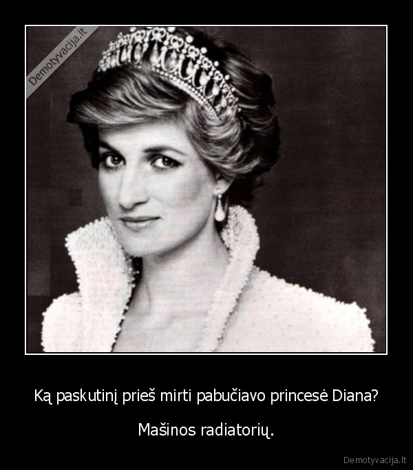 Ką paskutinį prieš mirti pabučiavo princesė Diana? - Mašinos radiatorių.