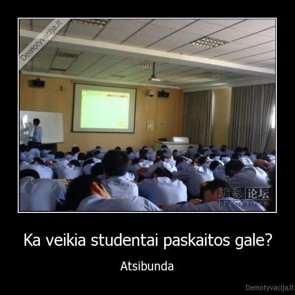 Ka veikia studentai paskaitos gale? - Atsibunda