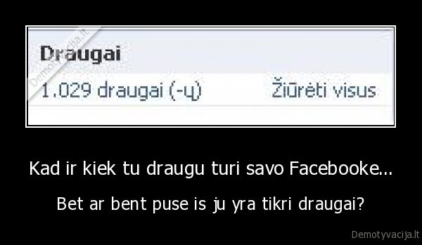 Kad ir kiek tu draugu turi savo Facebooke... - Bet ar bent puse is ju yra tikri draugai?