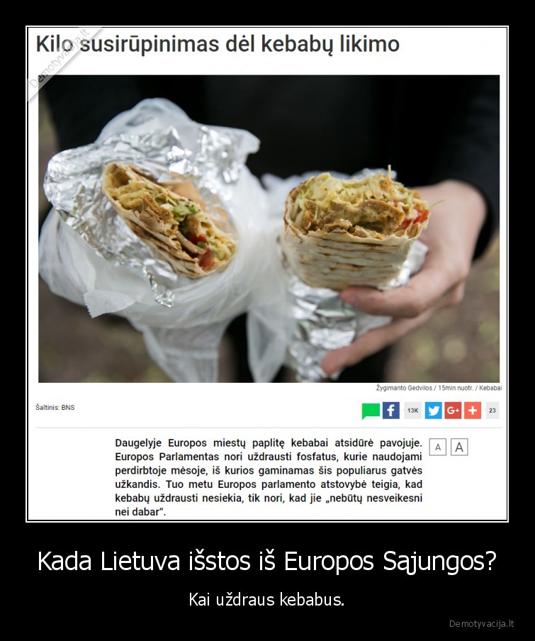 Kada Lietuva išstos iš Europos Sąjungos? - Kai uždraus kebabus.