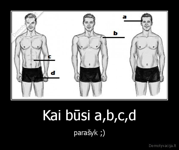 Kai būsi a,b,c,d - parašyk ;)