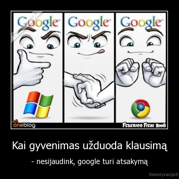 Kai gyvenimas užduoda klausimą - - nesijaudink, google turi atsakymą