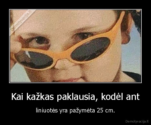 Kai kažkas paklausia, kodėl ant - liniuotės yra pažymėta 25 cm.