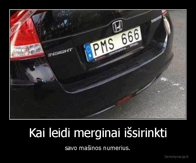 Kai leidi merginai išsirinkti - savo mašinos numerius.