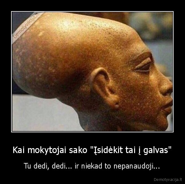 Kai mokytojai sako "Įsidėkit tai į galvas" - Tu dedi, dedi... ir niekad to nepanaudoji...