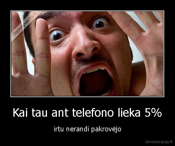 Kai tau ant telefono lieka 5% - irtu nerandi pakrovėjo