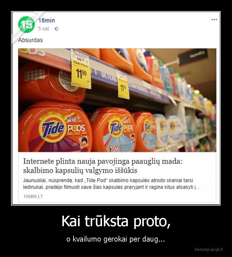 Kai trūksta proto, - o kvailumo gerokai per daug...