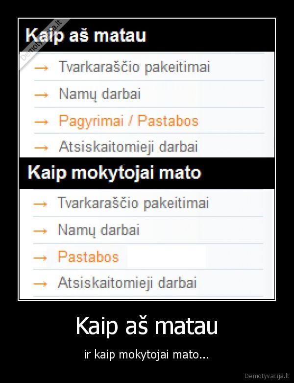 Kaip aš matau - ir kaip mokytojai mato...