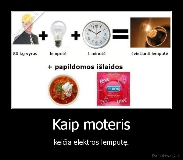 Kaip moteris - keičia elektros lemputę.