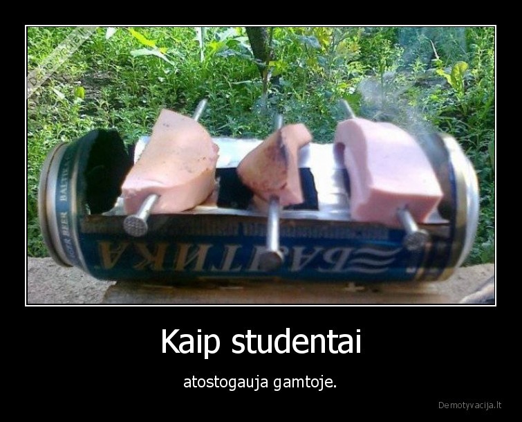 Kaip studentai - atostogauja gamtoje.