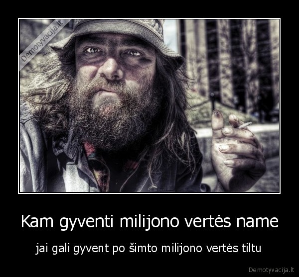 Kam gyventi milijono vertės name - jai gali gyvent po šimto milijono vertės tiltu