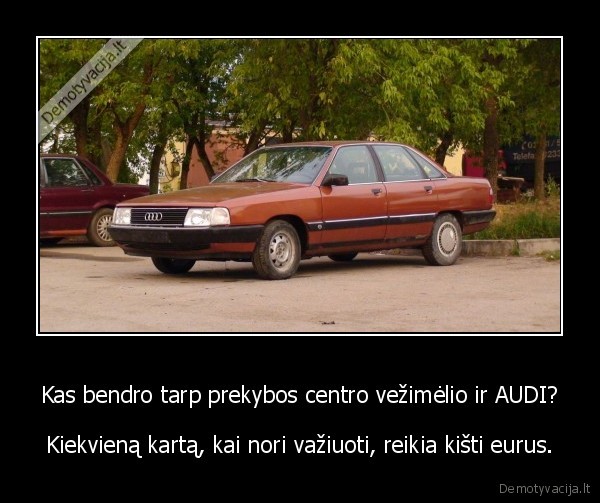 Kas bendro tarp prekybos centro vežimėlio ir AUDI? - Kiekvieną kartą, kai nori važiuoti, reikia kišti eurus.