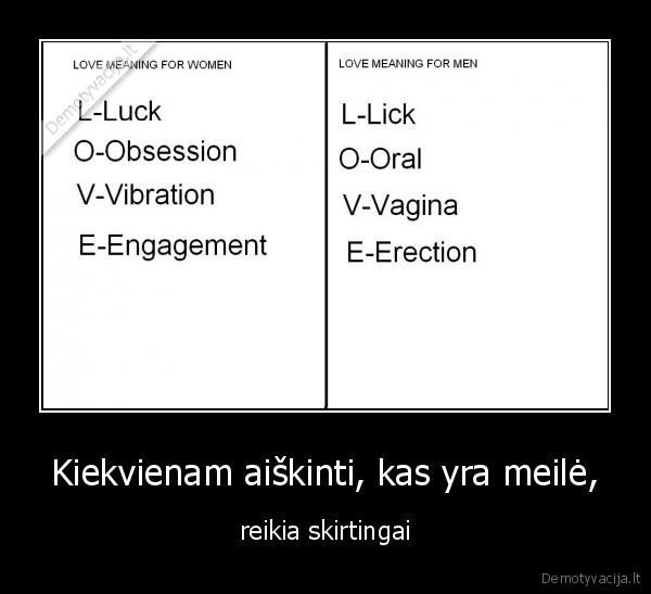 Kiekvienam aiškinti, kas yra meilė, - reikia skirtingai