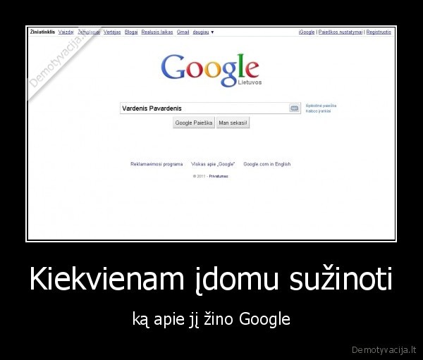 Kiekvienam įdomu sužinoti - ką apie jį žino Google