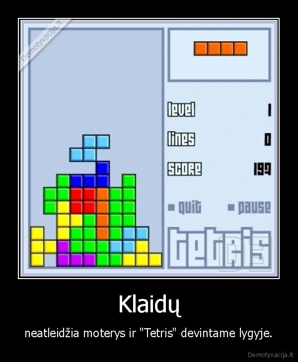 Klaidų neatleidžia moterys - ir ''Tetris'' devintame lygyje.