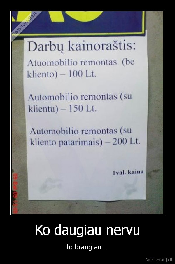 Ko daugiau nervu - to brangiau...