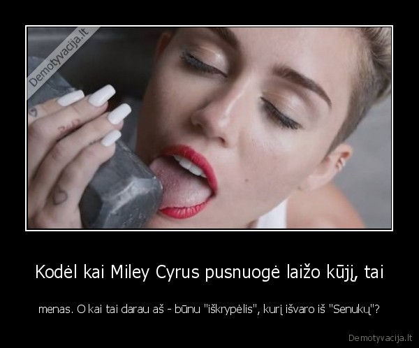 Kodėl kai Miley Cyrus pusnuogė laižo kūjį, tai - menas. O kai tai darau aš - būnu "iškrypėlis", kurį išvaro iš "Senukų"?