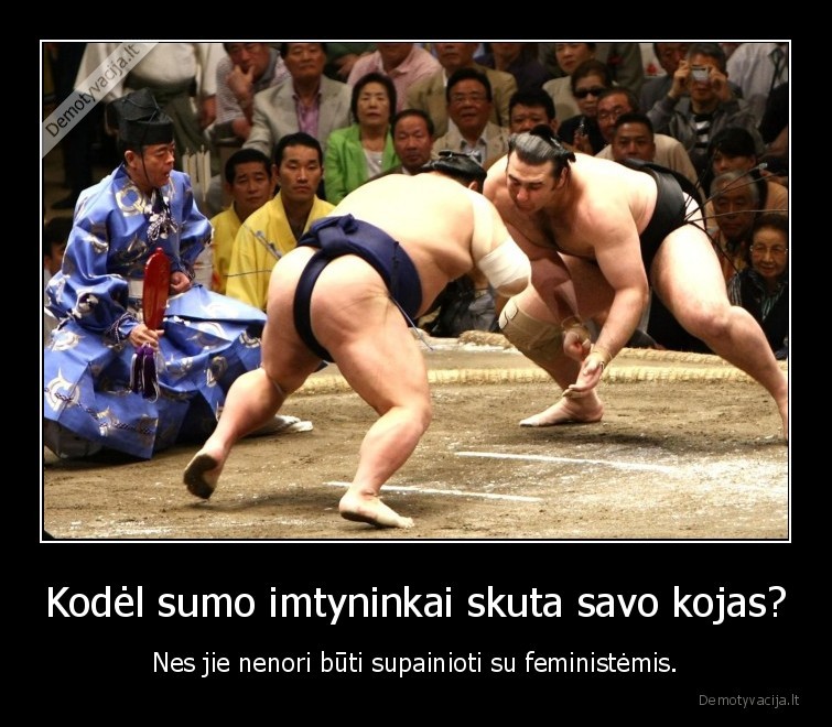 Kodėl sumo imtyninkai skuta savo kojas? - Nes jie nenori būti supainioti su feministėmis.