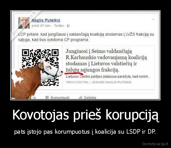 Kovotojas prieš korupciją - pats įstojo pas korumpuotus į koalicija su LSDP ir DP.