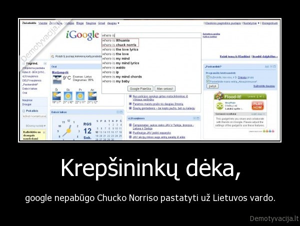 Krepšininkų dėka, - google nepabūgo Chucko Norriso pastatyti už Lietuvos vardo.