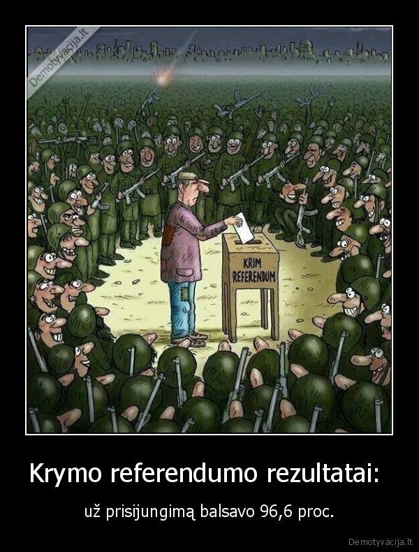 Krymo referendumo rezultatai:  - už prisijungimą balsavo 96,6 proc.