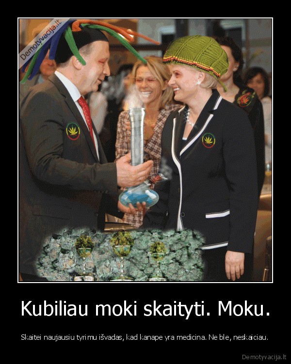 Kubiliau moki skaityti. Moku. - Skaitei naujausiu tyrimu išvadas, kad kanape yra medicina. Ne ble, neskaiciau.