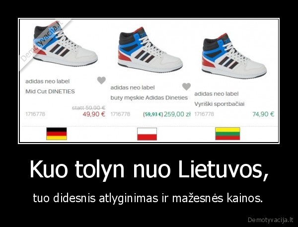 Kuo tolyn nuo Lietuvos, - tuo didesnis atlyginimas ir mažesnės kainos.