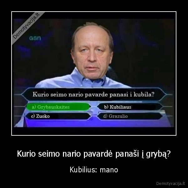Kurio seimo nario pavardė panaši į grybą? - Kubilius: mano
