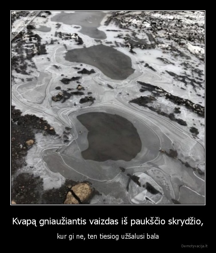 Kvapą gniaužiantis vaizdas iš paukščio skrydžio, - kur gi ne, ten tiesiog užšalusi bala