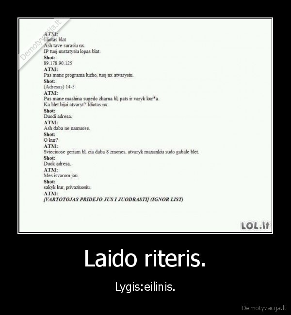 Laido riteris. - Lygis:eilinis.