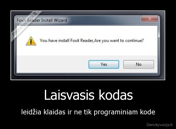 Laisvasis kodas - leidžia klaidas ir ne tik programiniam kode