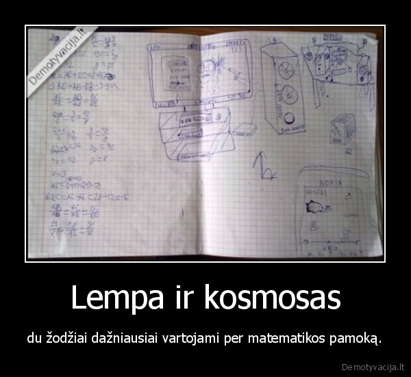 Lempa ir kosmosas - du žodžiai dažniausiai vartojami per matematikos pamoką.