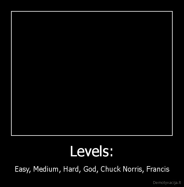 Levels: - Easy, Medium, Hard, God, Chuck Norris, Francis