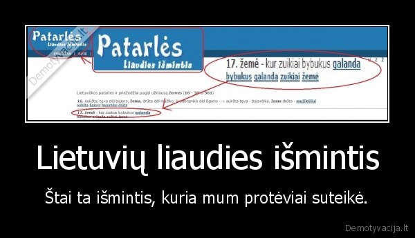 Lietuvių liaudies išmintis - Štai ta išmintis, kuria mum protėviai suteikė.