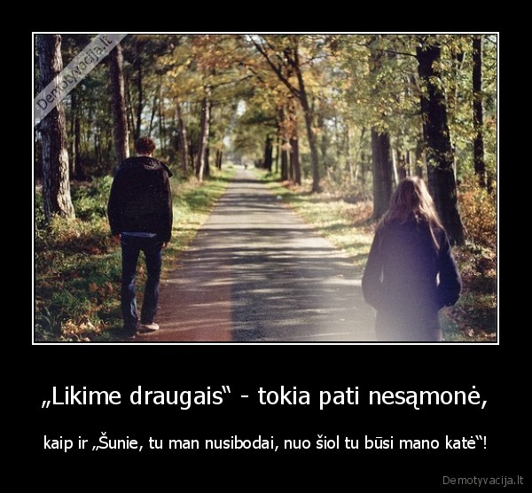 „Likime draugais“ - tokia pati nesąmonė, - kaip ir „Šunie, tu man nusibodai, nuo šiol tu būsi mano katė“!