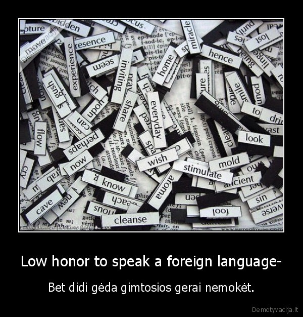 Low honor to speak a foreign language- - Bet didi gėda gimtosios gerai nemokėt.