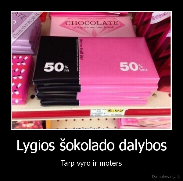 Lygios šokolado dalybos - Tarp vyro ir moters