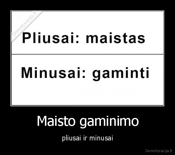 Maisto gaminimo - pliusai ir minusai