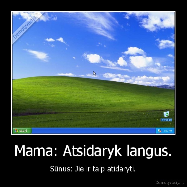 Mama: Atsidaryk langus. - Sūnus: Jie ir taip atidaryti.