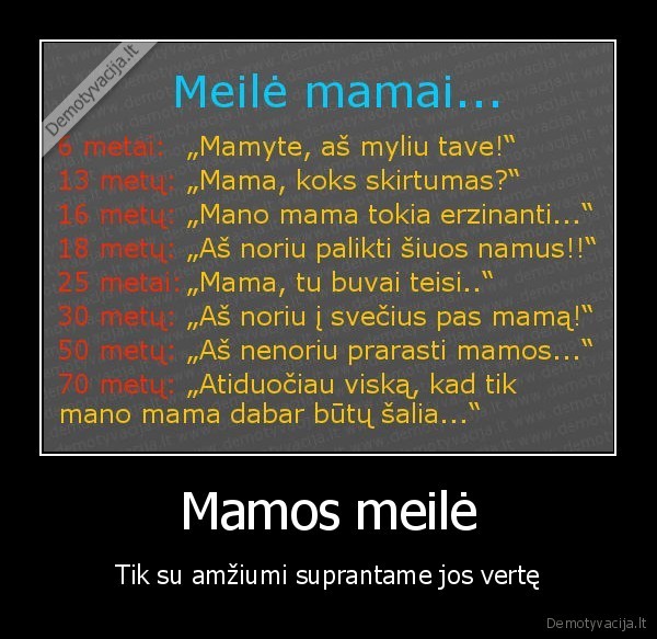 Mamos meilė - Tik su amžiumi suprantame jos vertę