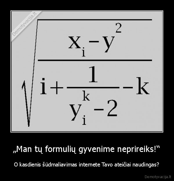 „Man tų formulių gyvenime neprireiks!“ - O kasdienis šūdmaliavimas internete Tavo ateičiai naudingas?