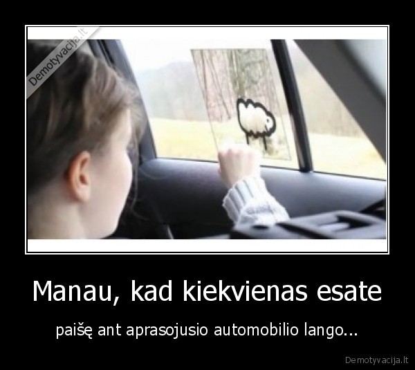 Manau, kad kiekvienas esate - paišę ant aprasojusio automobilio lango...